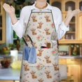 thumbnail image 6 of Beige Highland Cow Flower Pattern Apron-Garden Aprons for Women with Pockets-Cotton Linen Waterproof Kitchen Cooking Gardening Aprons Adjustable for Kitchen,Cooking,BBQ and Salon 33x27 Inch, 6 of 7