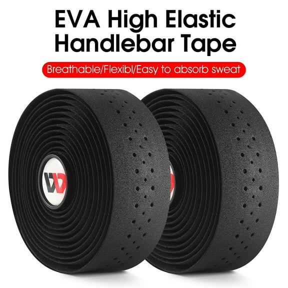 West Biking Bicycle Handlebar Tapes Anti-Slip Mountain Bike Handlebar Tape with Handlebar Cap, Black 2 Packs