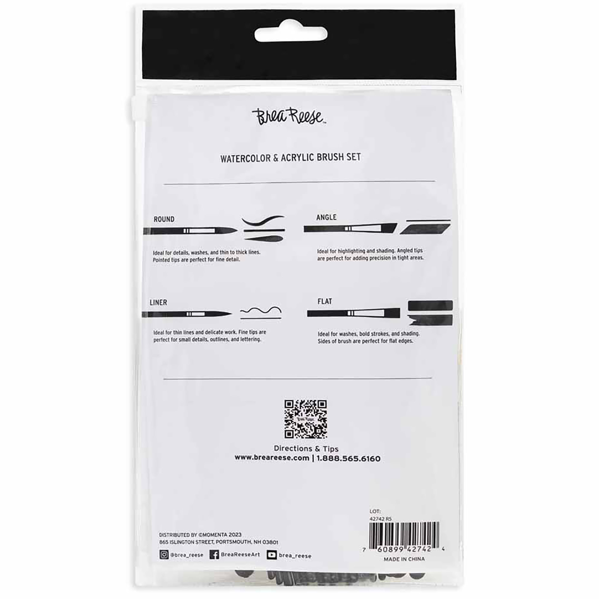 Brea Reese: Brush Set: Value Pack - 25pc - Premium Natural Boar Bristles, Storage Pouch, Perfect for Watercolor & Acrylic Paints, Adult Art Supplies