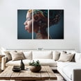 thumbnail image 3 of Elephant Stock African Woman Portrait Wall Art - Horizontal Multi Panel Canvas - Living Room Wall Decor - People Multi Panel - Black And Turquoise Decor - 74" x 48", 3 of 8