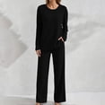 thumbnail image 2 of yillto Sets for Women's Ribbed Long Sleeve Tops and Pajamas Pjs Pants Soft Comfy Matching Fall 2 Piece Outfits, 2 of 4