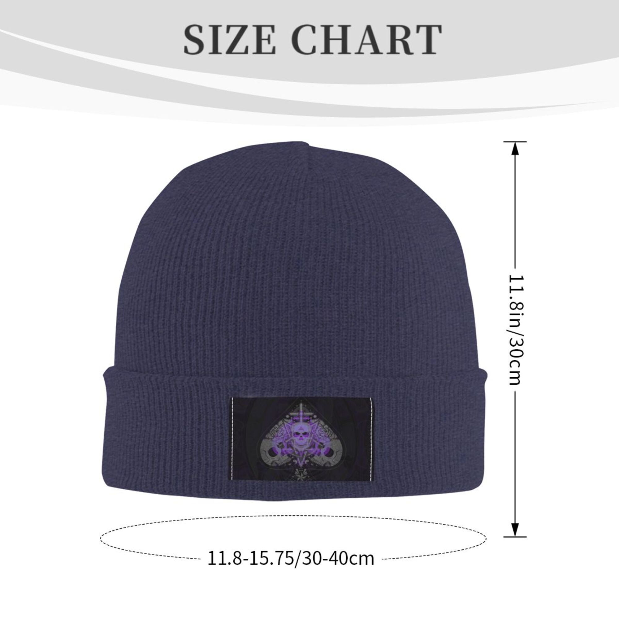 ZICANCN Ace Poke Skull Grey Print Knit Beanie Hat, Winter