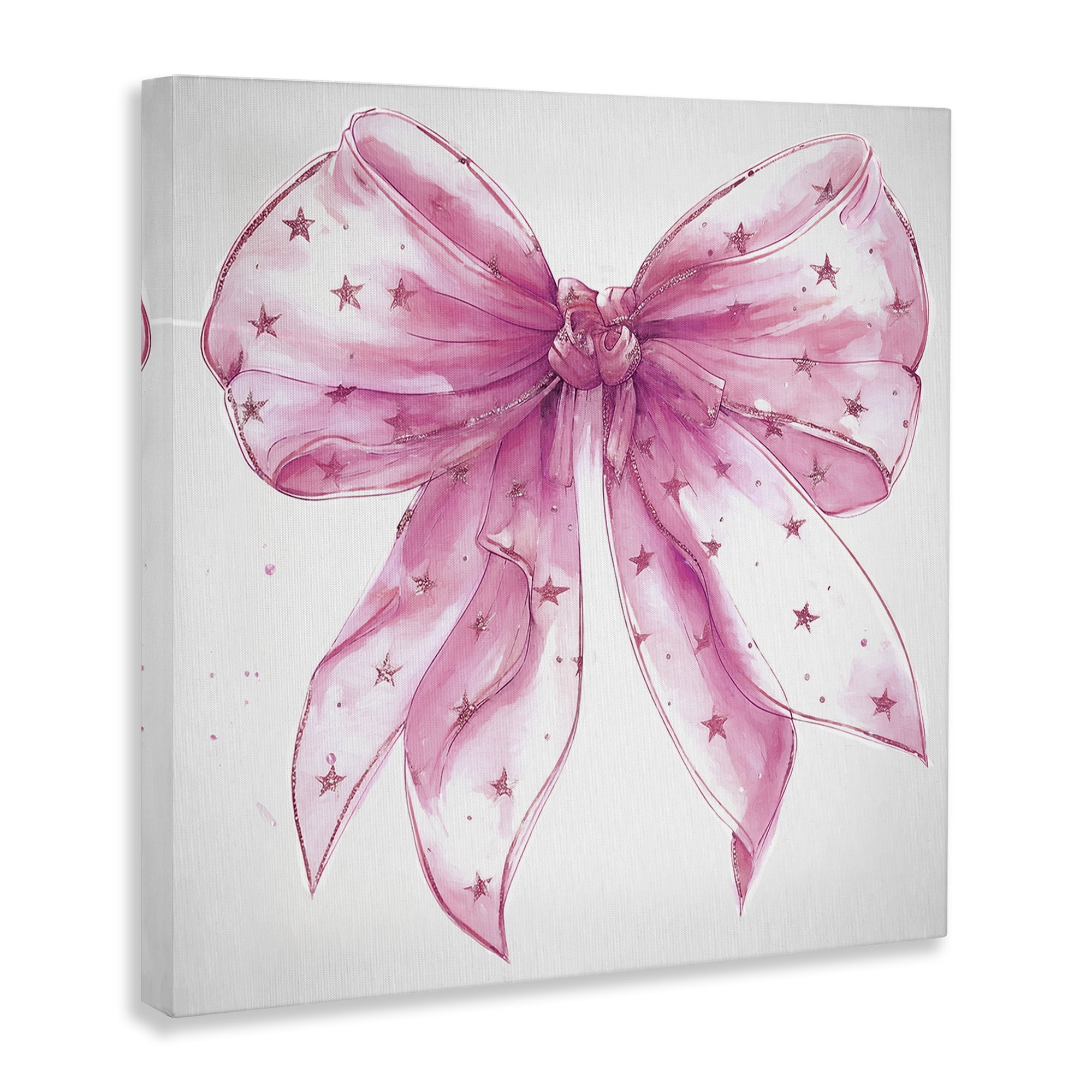 Stupell Industries Fabulous Pink Bow Fashion Painting Wrapped Canvas Art Print Wall Art, 17 x 17