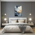 thumbnail image 4 of ZHONGYUTONG Blue Golden White Flowers Wall Decor Abstract Navy Blue and Gold Picture Painting Luxury Floral Canvas Prints Modern Home Decor Artwork (12.00" x 18.00"), 4 of 6