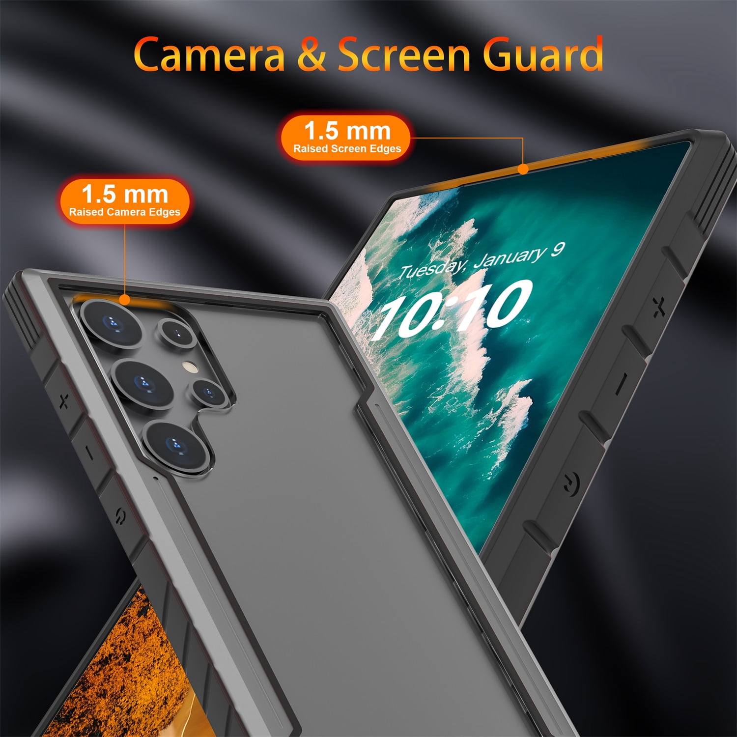 JTCASES for Samsung Galaxy S23 Case 6.1" 5G Phone 2023, Military Grade Shockproof Impact Resistant Corners Wireless Charging Non-Slip Grip Cover, Grayblack