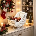 thumbnail image 2 of Christmas Sleigh Shaped Candy Flower Storage Blasket, Vintage Pure White with Floral Print Sturdy Reinforced Gift Storage, Candy Basket for Wine Party Family Home Decor Tabletop Display, 2 of 6