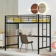 thumbnail image 3 of Gewnee Twin Size Metal Loft Bed Frame with L-Shape Desk and Metal Grid for Kids,Teens, Black, 3 of 8
