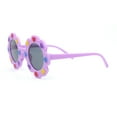 thumbnail image 3 of Girls Kids Size Heart Daisy Petal Round Circle Plastic Sunglasses Purple, 3 of 4