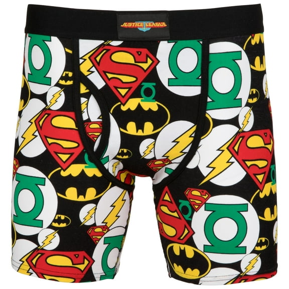 Justice League Symbols All Over Print Boxers Briefs-Large (36-38)