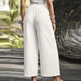 thumbnail image 5 of VEKDONE Women's Cotton Wide Leg Pants Side Button Split Loose Fit Long Pants Casual Vacation Beach Trousers with Pockets White XXL, 5 of 6