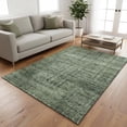 thumbnail image 2 of HomeRoots 666484 5 x 8 ft. Olive Green & Gray Striped Transitional Washable Machine Made Rectangle Area Rug with UV Protection, 2 of 9