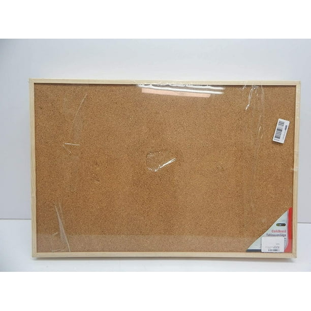 DESK TECH Grand tableau d'affichage en liège avec cadre en bois, 36 x 24  pouces, beige 