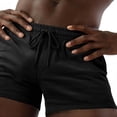 thumbnail image 4 of Ecqkame Mens Athletic Shorts Elastic Waist Drawstring Loose Straight Leg Shorts Outdoor Hiking Workout Casual Versatile Shorts Black M, 4 of 6