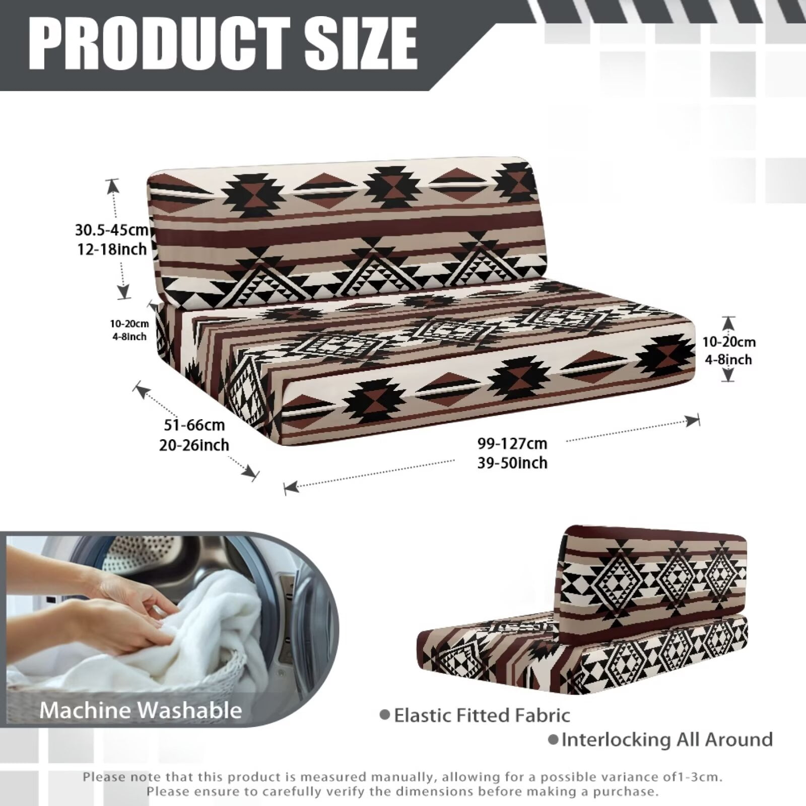 Uorisanigo RV Dinette Cushions Stretchable Camper Seat Cushion Slipcovers Aztec Geometric Print RV Beach Seat Cover for Dinette with 1 Backrest & 1 Bench Covers for RVs Camper Car Bench