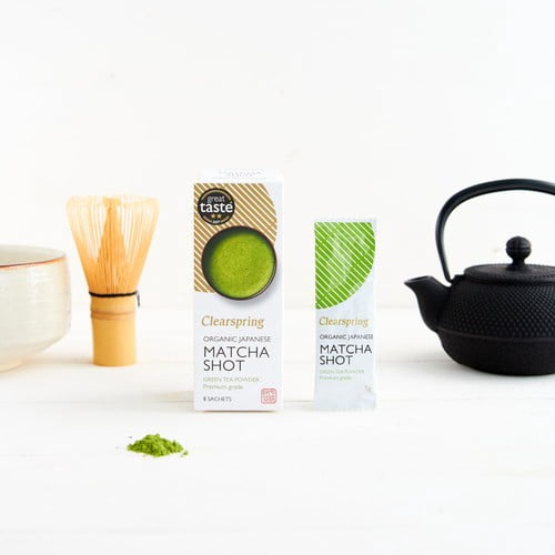 Clearspring Organic Japanese Matcha Shot Premium Grade Green Tea Powder 8 's, British Import (Pack of 3)