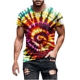 thumbnail image 4 of Ceisia Men's Tie Dye Print Short Sleeve Crew Neck Pullover Casual Fashion Top Red XXL Gifts for Father, 4 of 5