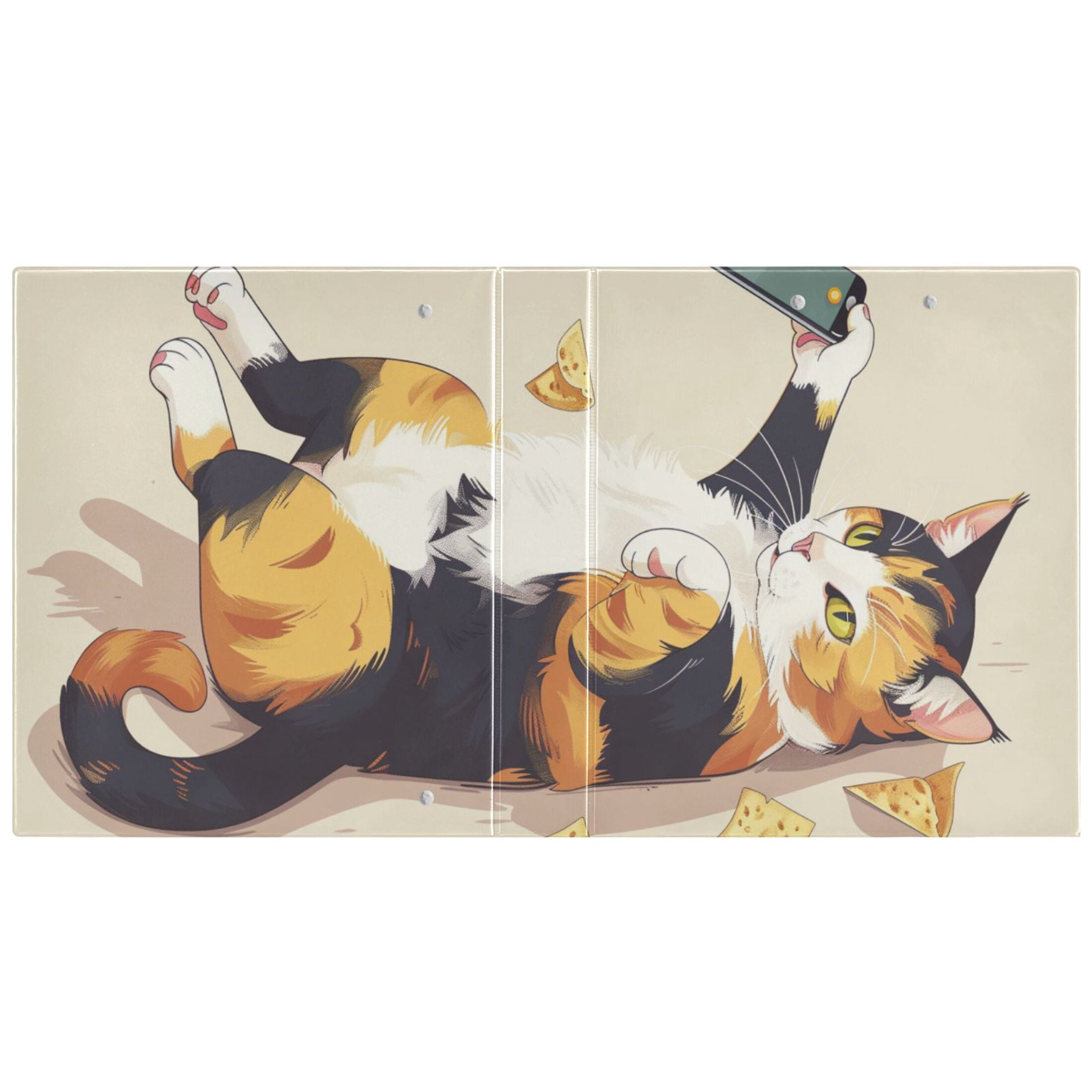 Cute Cat Snack 3 Ring Binders 1.5 inch Hardcover File Folders with Interior Pockets A4 Size Organizer for School Office Hospital