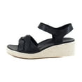thumbnail image 2 of Vionic Women's Saratoga Espadrille Wedge Sandal Black Leather 11W, 2 of 8