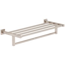 Duro 22" Wall-Mounted Towel Shelf with Bar in Satin Nickel