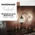 thumbnail image 6 of DEMMEX Authentic Turkish Lamp, Made in Turkey, Turkish Moroccan Mosaic Table Bedside Lamp, 100% Handcrafted, Antique Brass Color Metal Body and Decorated Metal Base, Gooseneck, 15" (White-Clear), 6 of 7