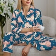 thumbnail image 6 of Salouo Cute Salamander Pattern Women's Pajamas Set Long Sleeve Button Down Sleepwear Soft Pj Lounge Sets for women 2 Piece Pjs Set with Long Pants-XX-Large, 6 of 7