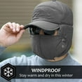 thumbnail image 3 of Winter Trapper Trooper Hat, IC ICLOVER Aviator Cap Windproof Thermal Russian Ushanka Bomber Pilot Hat with Ear Flap Mask Chin Strap for Men Women Hunting Outdoor Christmas Day Gift- Gray, 3 of 8