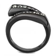 thumbnail image 3 of Luxe Jewelry Designs Women's Stainless Steel Bypass Ring with Round Black Diamond Crystals - Size 8, 3 of 4