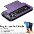 thumbnail image 4 of Case Compatible with iPhone 15 Pro with Card Holder, Dual Layer Shockproof Wallet Phone Case Hidden Card Slot Sliding Protective Hard Shell Back Slim Case for iPhone 15 Pro 6.1'' Grey Purple, 4 of 14