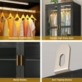 thumbnail image 6 of 2 Glass Doors Armoire Wardrobe Closet with 2 Storage Cabinets & LED Sensor Light, 71" H Wooden Clothes Closet Wardrobe with Hanging Rod for Bedroom, 6 of 8
