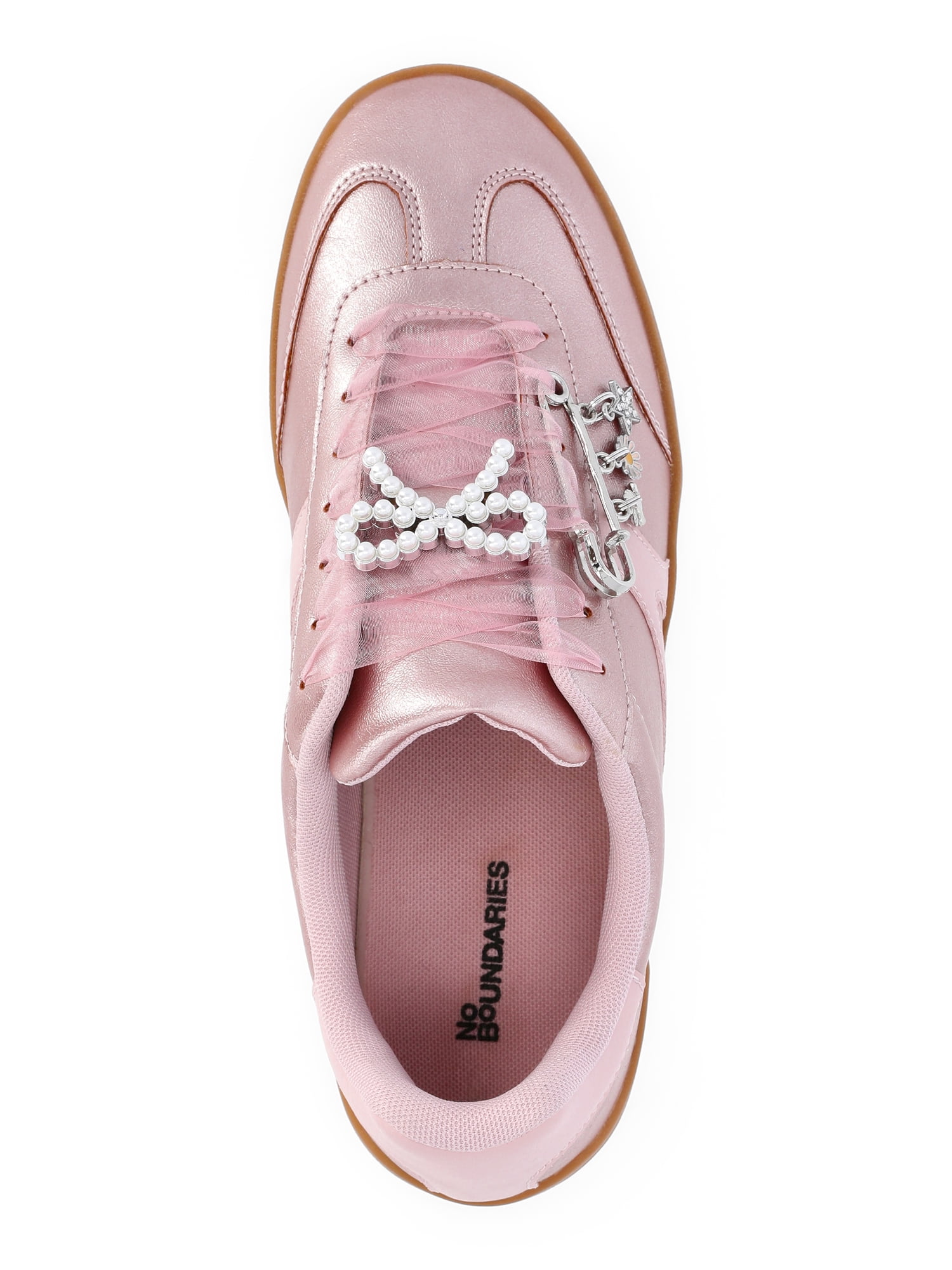 No Boundaries Women's Lace-Up Sport Sneakers with Charms