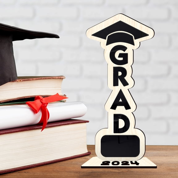 HOMOBABE Graduation Wood Sign Rectangular Grad Party Ornament Table Decor 1Set