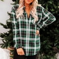 thumbnail image 2 of Busydd Womens Flannel Plaid Shacket Jacket Fashion Turndown Collar Long Sleeve Shirts for Women Casual Lightweight Fall Jackets Button Down Blouses Coats Cardigans with Pockets, 2 of 8
