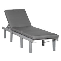 COCOKUN Patio Chaise Lounge Chair, Outdoor Recliner with 4-Position Adjustable Backrest & Cushion for Deck Beach in Grey