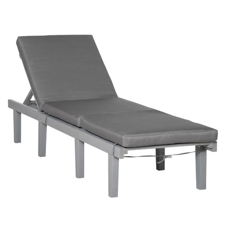 COCOKUN Patio Chaise Lounge Chair, Outdoor Recliner with 4-Position Adjustable Backrest & Cushion for Deck Beach in Grey