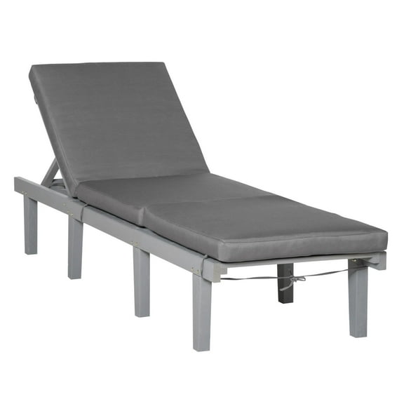 COCOKUN Patio Chaise Lounge Chair, Outdoor Recliner with 4-Position Adjustable Backrest & Cushion for Deck Beach in Grey