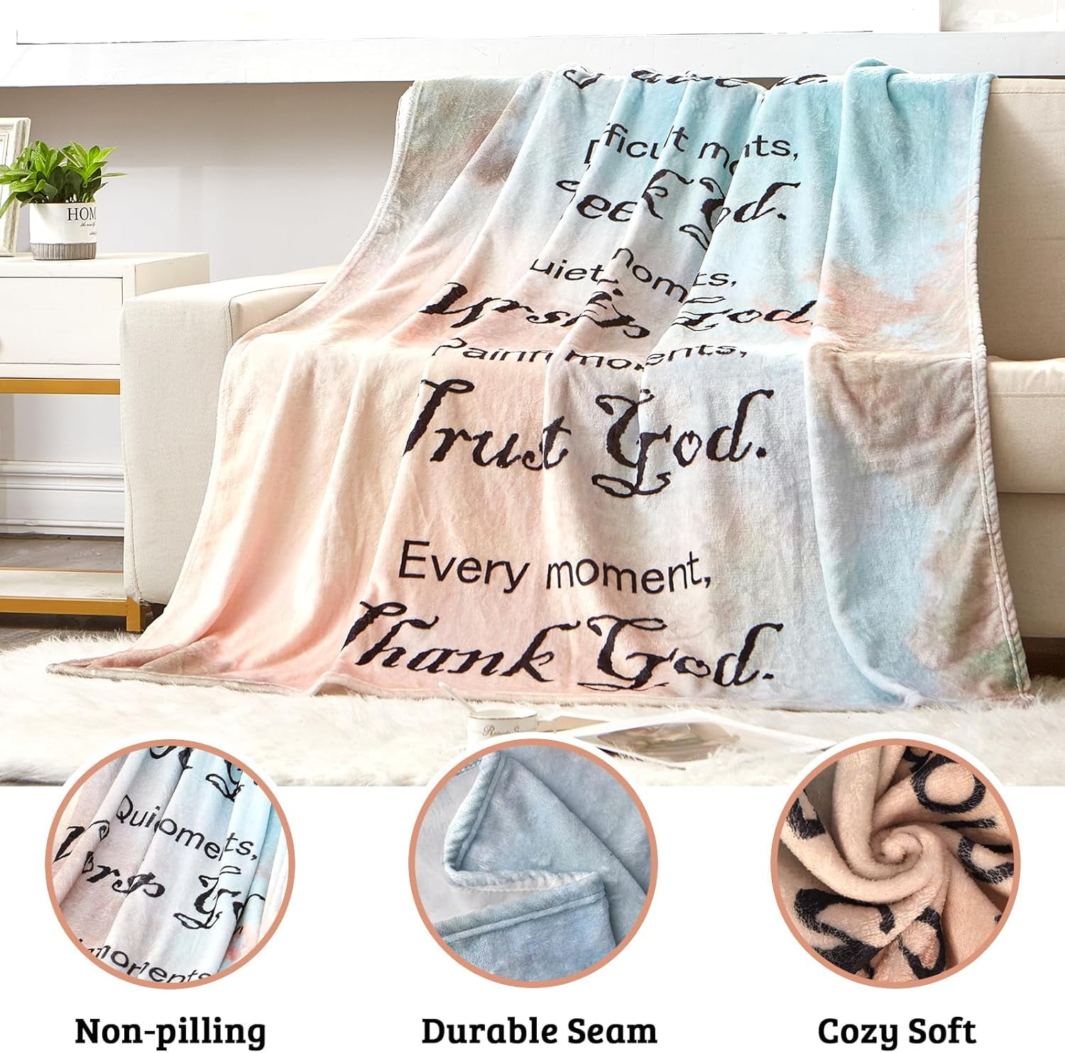 Christian Gifts for Women, Soft Religious Gifts for Women Catholic Bible Verse Prayer Couch Blanket, Inspirational Spiritual Scriptures Religious Throw Cozy Blanket Birthday Gifts for Women 40"X 50"