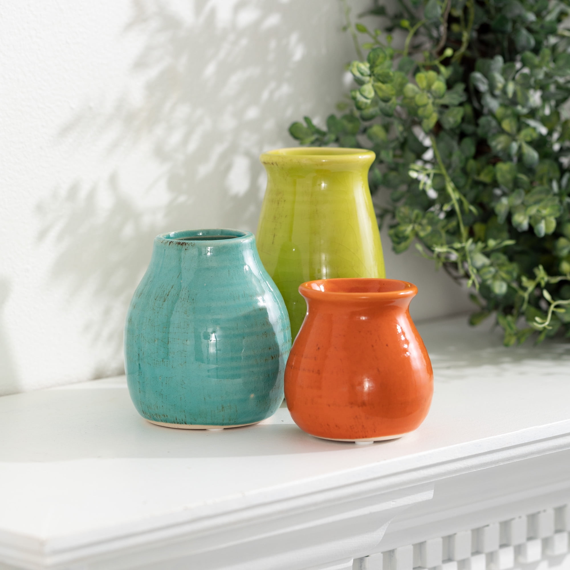 Sullivans Set of 3 Petite Ceramic Vases 3"H, 4.5"H & 5.5"H Multicolored