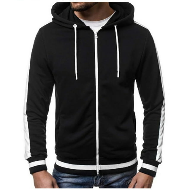 Chandails à Capuchon et Chandails pour Hommes, Veste à Capuche Zippée d'Automne pour Hommes, Style Long
