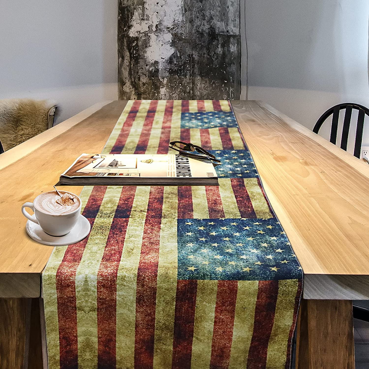 Table Runner And Placemats For Dinning Table Set Of 4 American Flag Design American Flag 2