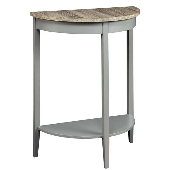 Grey Console Table With Bottom Shelf For Hallway Decoration And Storage Wooden Oak