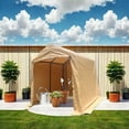 thumbnail image 5 of 7x8 ft Outdoor Portable Gazebo Storage Shelter Shed with 2 Roll up Zipper Doors & Vents Carport for Motorcycle Waterproof and UV Resistant Anti-Snow Portable Garage Kit Tent, 5 of 9
