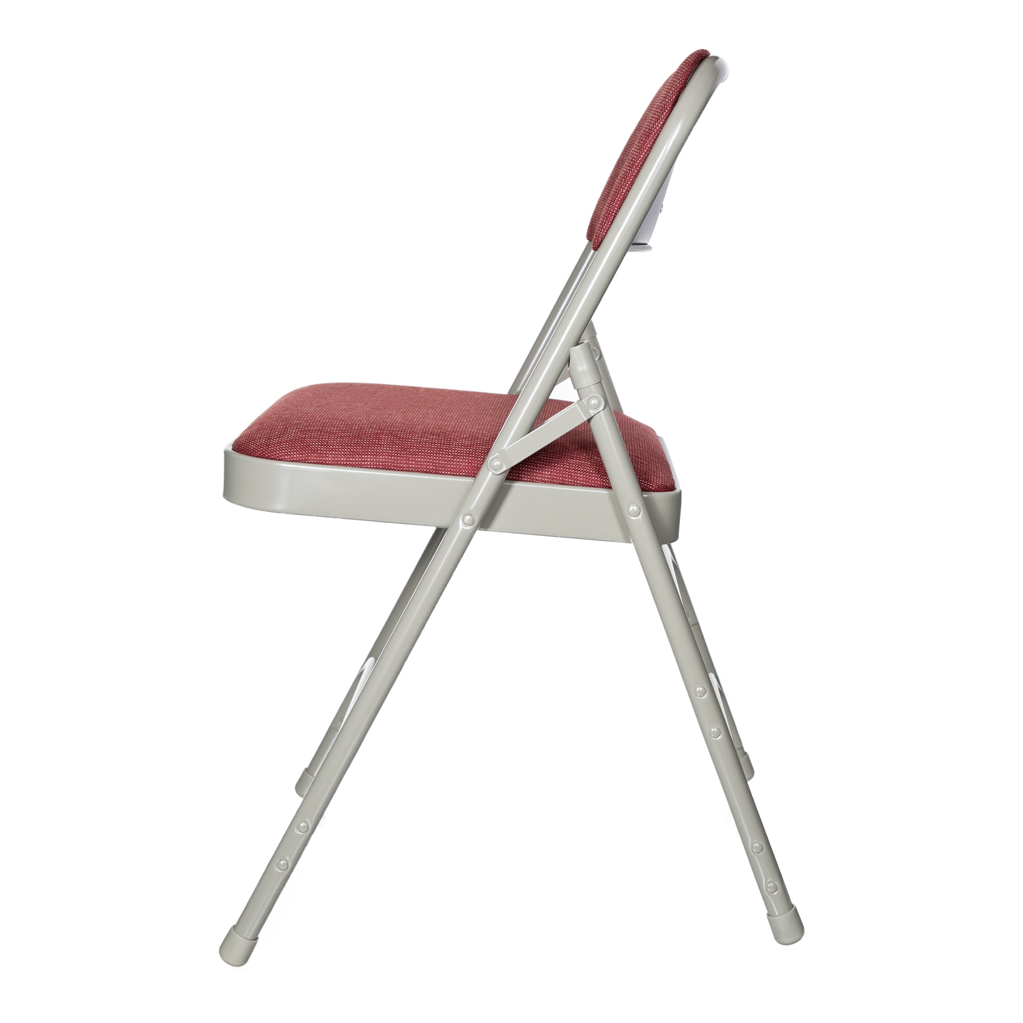 Hampden Furnishings Bernadine Collection Fabric Triple Brace Folding Chair, Burgundy, Pack of 4