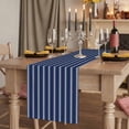 thumbnail image 2 of Navy Blue Striped Short Table Runner 48 Inches Long,Navy Blue White Farmhouse Stripes Cotton Linen Table Runners Dresser Scarves,Tabletop Scarf Furniture Cover for Home Dinner Party Decor 13"x48", 2 of 8
