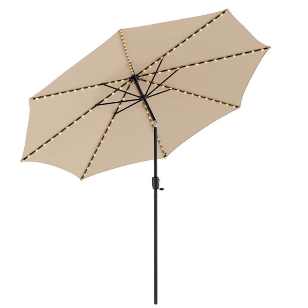 Aimee Lii 10 Feet Patio Umbrella with 112 Solar Lights and Crank Handle, Sunbrella Patio Umbrellas, Beige Aimee Lii 10 Feet Patio Umbrella with 112 Solar Lights and Crank Handle, Sunbrella Patio Umbrellas, Beige