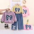 thumbnail image 5 of mgoYE Toddler Baby Girl Clothes Fall Winter Outfit Bow Sweatshirt Denim Jeans Outfits 1-2 Years, 5 of 5
