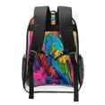 thumbnail image 2 of Kdxio Vibrant Parrot Splash Art Clear Backpack, Transparent Bookbag for School for Women Men, Capacity Clear Bag for College, Travel, 2 of 7