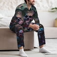 thumbnail image 7 of Yiaed Forest Mushroom Skull Print Men’s Pajamas Set - Long Sleeve Button Down Sleep Shirt and Pajama Bottoms Sleepwear Set Mens Pjs Sets Men's Pajama Bottoms-X-Large, 7 of 7