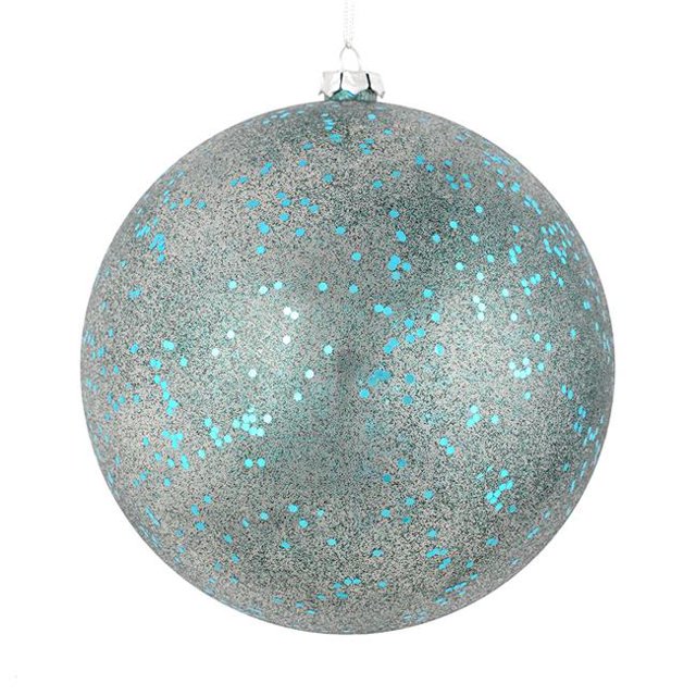 Vickerman N184162 4 in. Sea Blue Glitter Clear Ball Ornament 6 per Bag