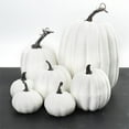 thumbnail image 3 of Paquete de 7 Calabazas Artificiales ANGGREK Realistas para Decoración de Halloween Naranja Blanco, 3 of 8