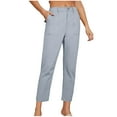 thumbnail image 2 of CLOISE Women's Capris with Pockets Dress Pants Palazzo Pants Dressy Capri Pants Summer Casual Fashion Solid Soft Cropped Trousers Light Blue M, 2 of 8